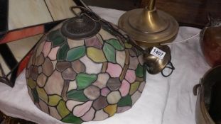 A large Tiffany style leaded glass lamp shade with fittings COLLECT ONLY