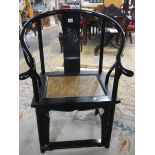 A black Chinese style chair, COLLECT ONLY.