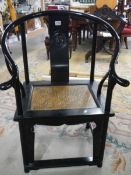 A black Chinese style chair, COLLECT ONLY.