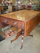 A Victorian mahogany Pembroke table with centre pedestal, COLLECT ONLY.