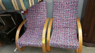 2 Union flag decorated bentwood chairs, COLLECT ONLY