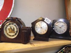 3 art deco bakelite electric mantle clocks