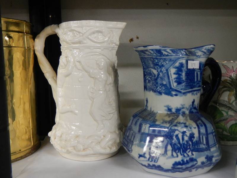 A mixed lot of jugs including blue and white, COLLECT ONLY. - Image 3 of 4