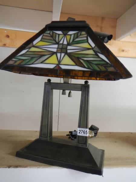 A modern table lamp with Tiffany style glass shade, COLLECT ONLY.