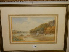 A framed and glazed watercolour river scene signed Allam, COLLECT ONLY.