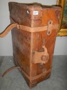 A very large 19/20 century leather steamer trunk with inner tray, 94 x 34 x 58 cm, COLLECT ONLY.