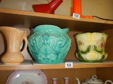 Two jardiniere's and a jug, COLLECT ONLY.