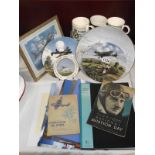 A misc lot of aircraft/RAF items, mugs, collectors plates, teacards, etc