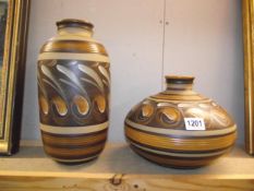 2 x 1970's Denby Glyn colledge Savannah vases COLLECT ONLY