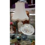 An Aynsley Just Orchids lamp base with shade and an Aynsley Just Orchids tray/plate COLLECT ONLY