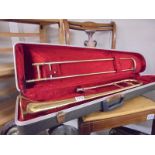 A La Fleur Boosey & Hawkes Alliance brass trombone in hard case.