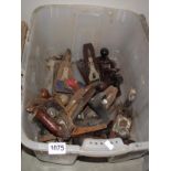 A box of Stanley Rolson Dronfield carpenters planes etc