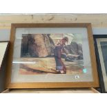 A gilt framed and glazed Jack Vettriano style picture of a Lady in Red