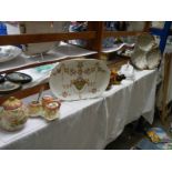 A mixed lot including cheese dish, cruet, jam pot, dripping pots etc., COLLECT ONLY.