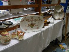 A mixed lot including cheese dish, cruet, jam pot, dripping pots etc., COLLECT ONLY.