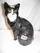 A large pottery cat by Castle ceramics Devon, Height 26cm