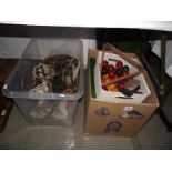2 boxes of snooker table parts including pockets, balls, triangle etc COLLECT ONLY