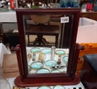 A dark wood stained pine dressing table mirror, 46cm high, COLLECT ONLY