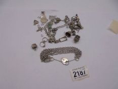 A quantity of silver and white metal charms.