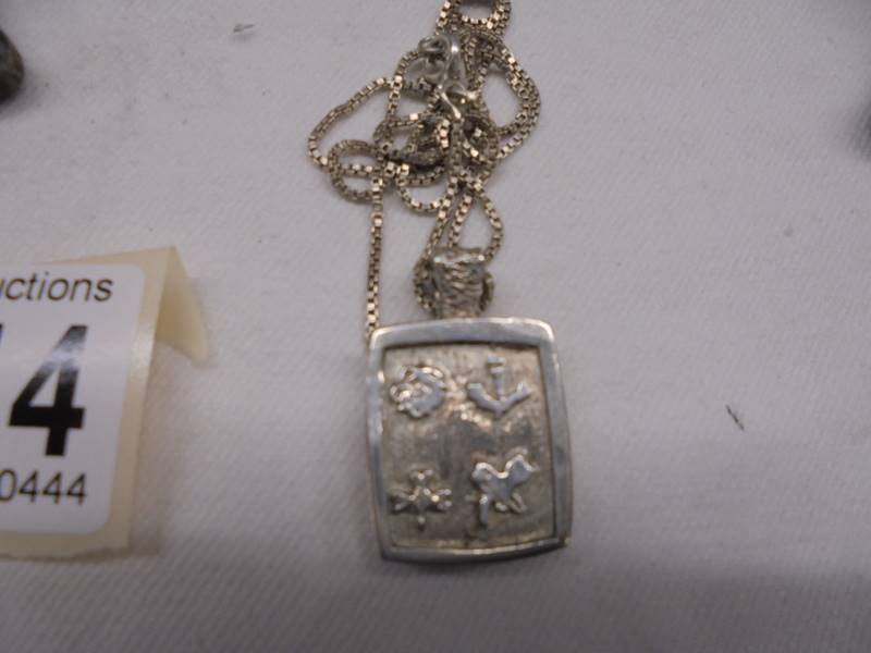 Three small silver photo frames and a silver pendant. - Image 5 of 5