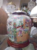 A Chinese hand painted lamp base, COLLECT ONLY.