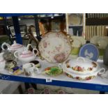 A mixed lot of ceramics including tureen, tea pot etc.,
