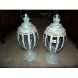 A pair of metal garden candle lanterns height 50cm COLLECT ONLY