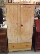 A reclaimed pine cupboard with shelves and drawer 87cm x 42cm x height 155cm