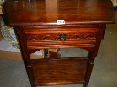 A mid 20th century oak side table. COLLECT ONLY.