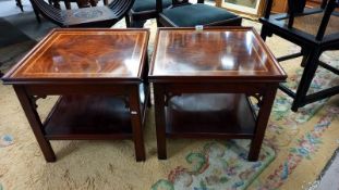 A pair of 20th century inlaid occasional tables COLLECT ONLY.