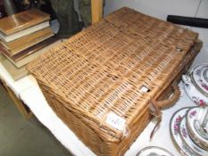 A vintage wicker classic car picnic hamper and contents COLLECT ONLY