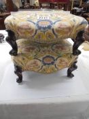 A pair of good quality Victorian mahogany footstool, recently reupholstered.