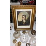 An early 20c signed print of Rabbie Burns (Robert Burns), size 44cm x 54cm including frame