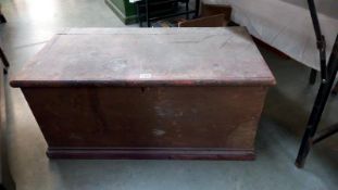 A Victorian pine blanket box, needs new base, 49cm x 93cm x 44cm high, COLLECT ONLY