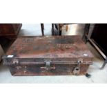 A vintage tin steamer trunk with RAF connection, 38cm x 70cm x 24cm high, COLLECT ONLY
