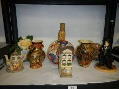 A shelf of ceramics including Oriental vases etc., COLLECT ONLY.