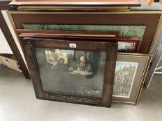 A quantity of old framed prints