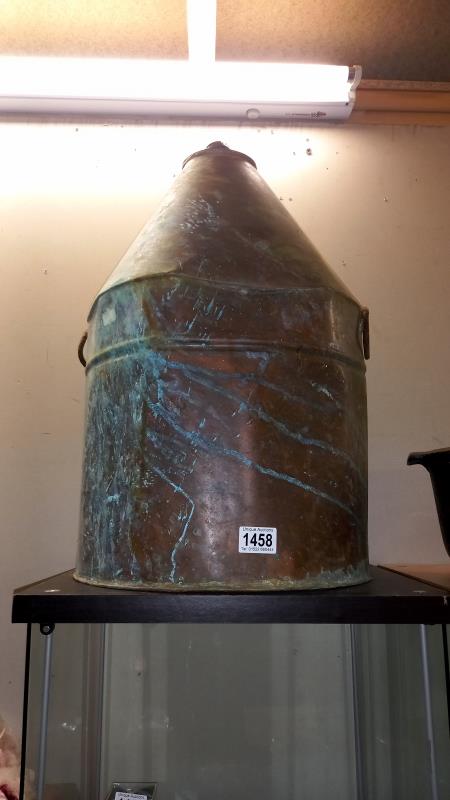 A large early 20c conical brass churn COLLECT ONLY