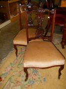 A good pair of Victorian mahogany bedroom chairs. COLLECT ONLY.