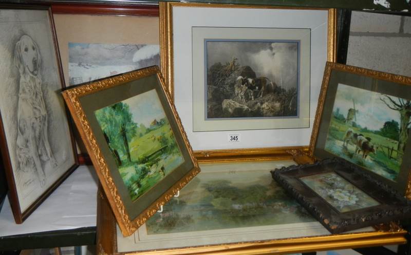 A good lot of oil paintings, watercolour, etching etc., COLLECT ONLY. - Image 2 of 2