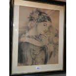 A framed and glazed study of a young woman. COLLECT ONLY.