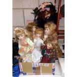 A box of 7 collectors Dolls including fairy etc. COLLECT ONLY