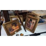 4 gilt framed overpainted prints of Arabic/Indian scenes 31cm x 36cm