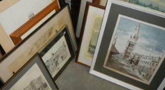 A good lot of architectural prints including churches, COLLECT ONLY.