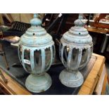A pair of metal garden candle lanterns height 50cm COLLECT ONLY