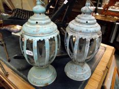 A pair of metal garden candle lanterns height 50cm COLLECT ONLY