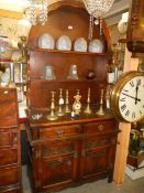 An oak arched top dresser with linen fold doors, COLLECT ONLY.