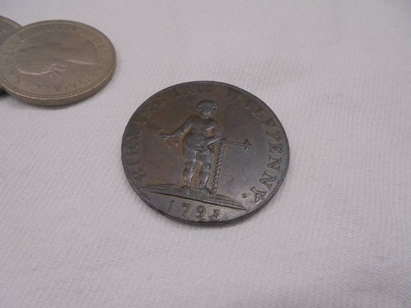 A mixed lot of copper coins etc., including Birmingham half penny. - Image 4 of 4