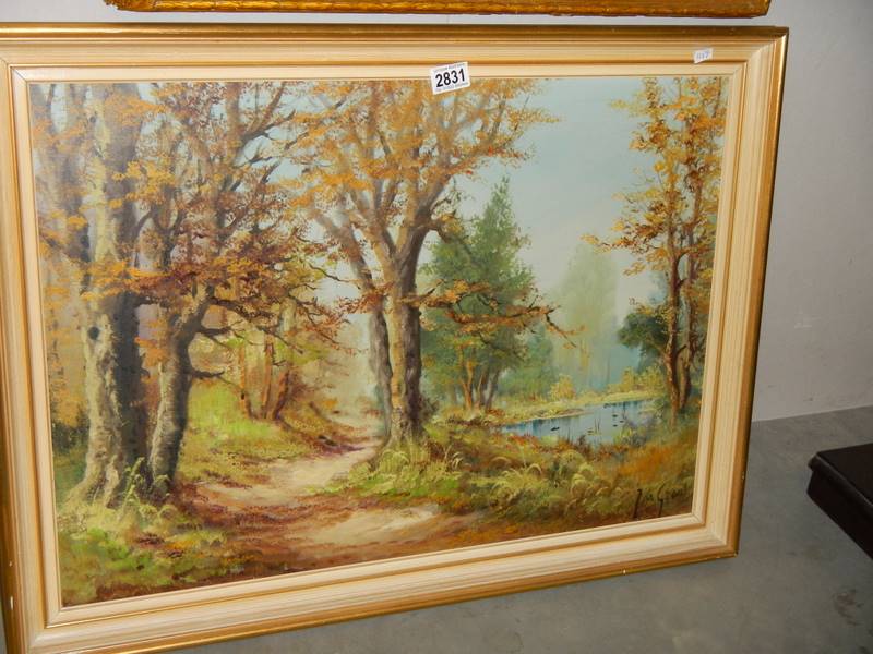 A framed oil on canvas rural scene, COLLECT ONLY. - Image 2 of 2