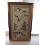 Framed and glazed embroidery of Chinese design COLLECT ONLY